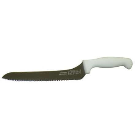 STANTON TRADING Bread Knife 9" Offset White PP handle serrated edge high- KNV-BRDOFF9-WH